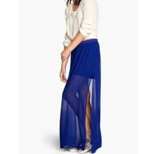 Blue Maxi Skirt Summer Flowy